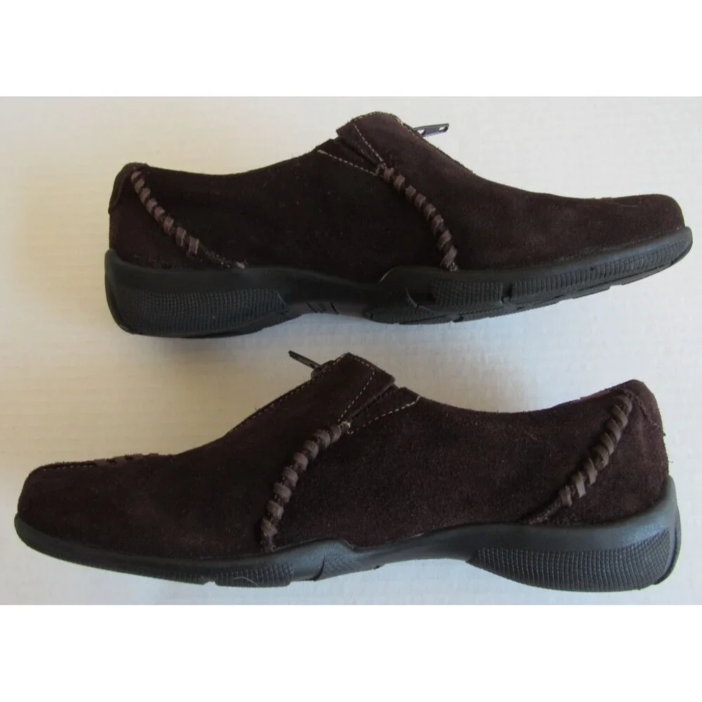 Natural Soul Dark Brown RIGG Slip On Front Zip Suede Leather Loafer Size 8M